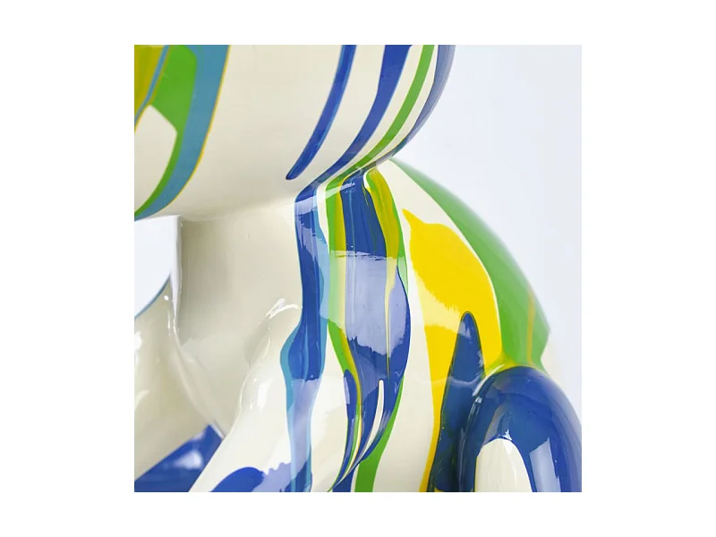 Statue chien assis avec peinture bleu et vert H. 28 cm - SNOOP DRIPS 1