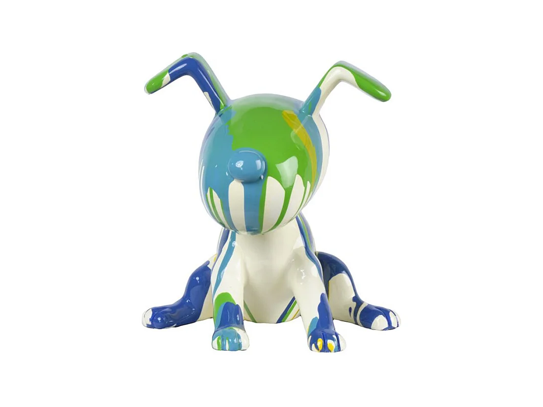 Statue chien assis avec peinture bleu et vert H. 28 cm - SNOOP DRIPS 1