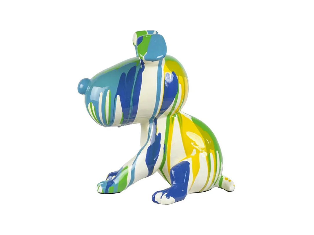 Statue chien assis avec peinture bleu et vert H. 28 cm - SNOOP DRIPS 1