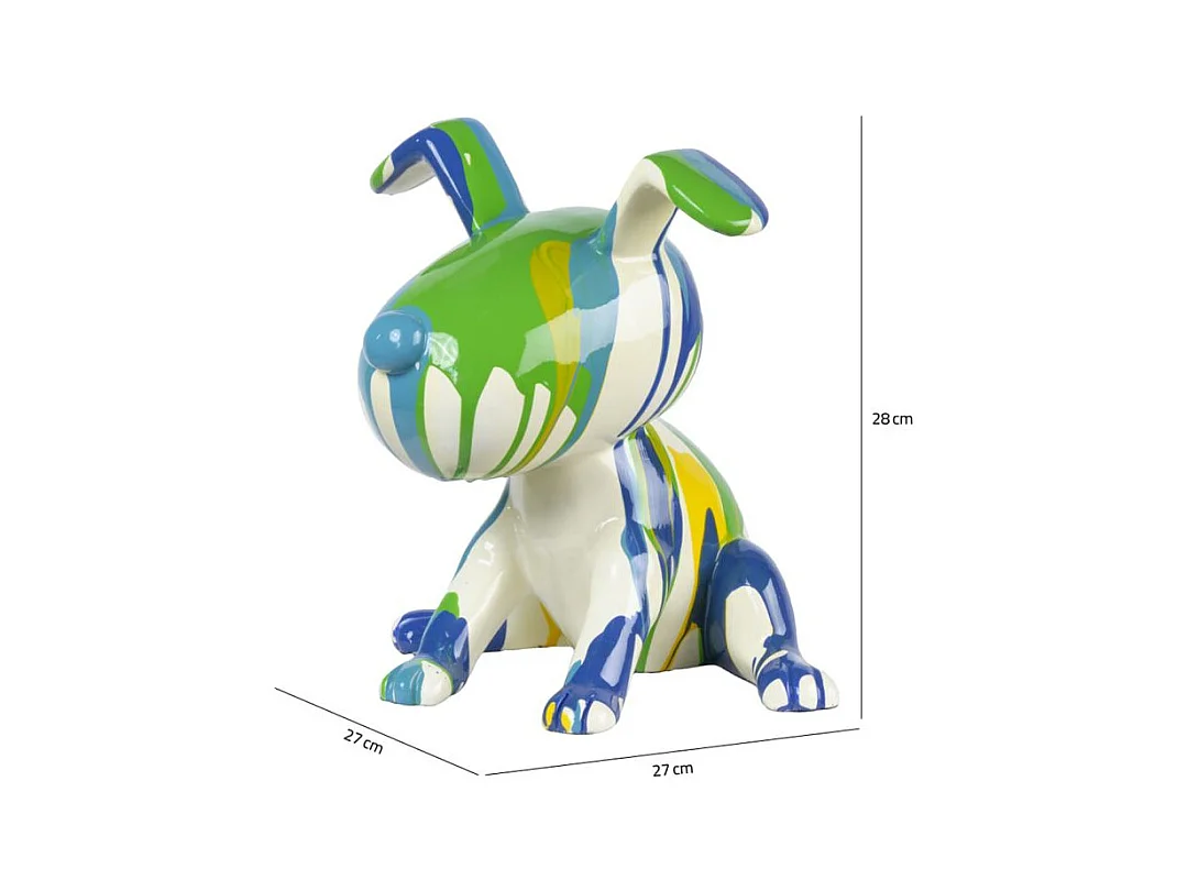 Statue chien assis avec peinture bleu et vert H. 28 cm - SNOOP DRIPS 1