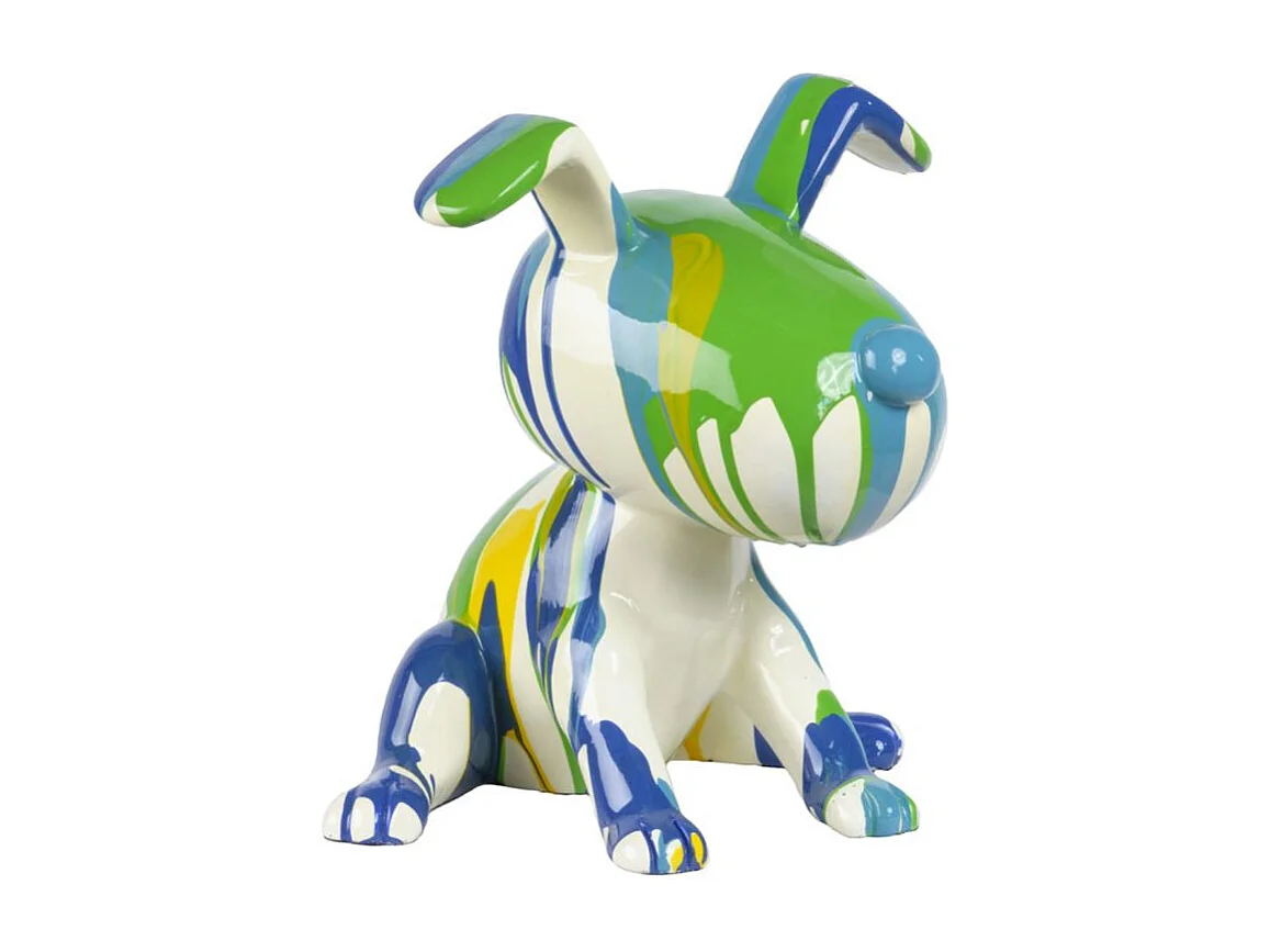 Statue chien assis avec peinture bleu et vert H. 28 cm - SNOOP DRIPS 1