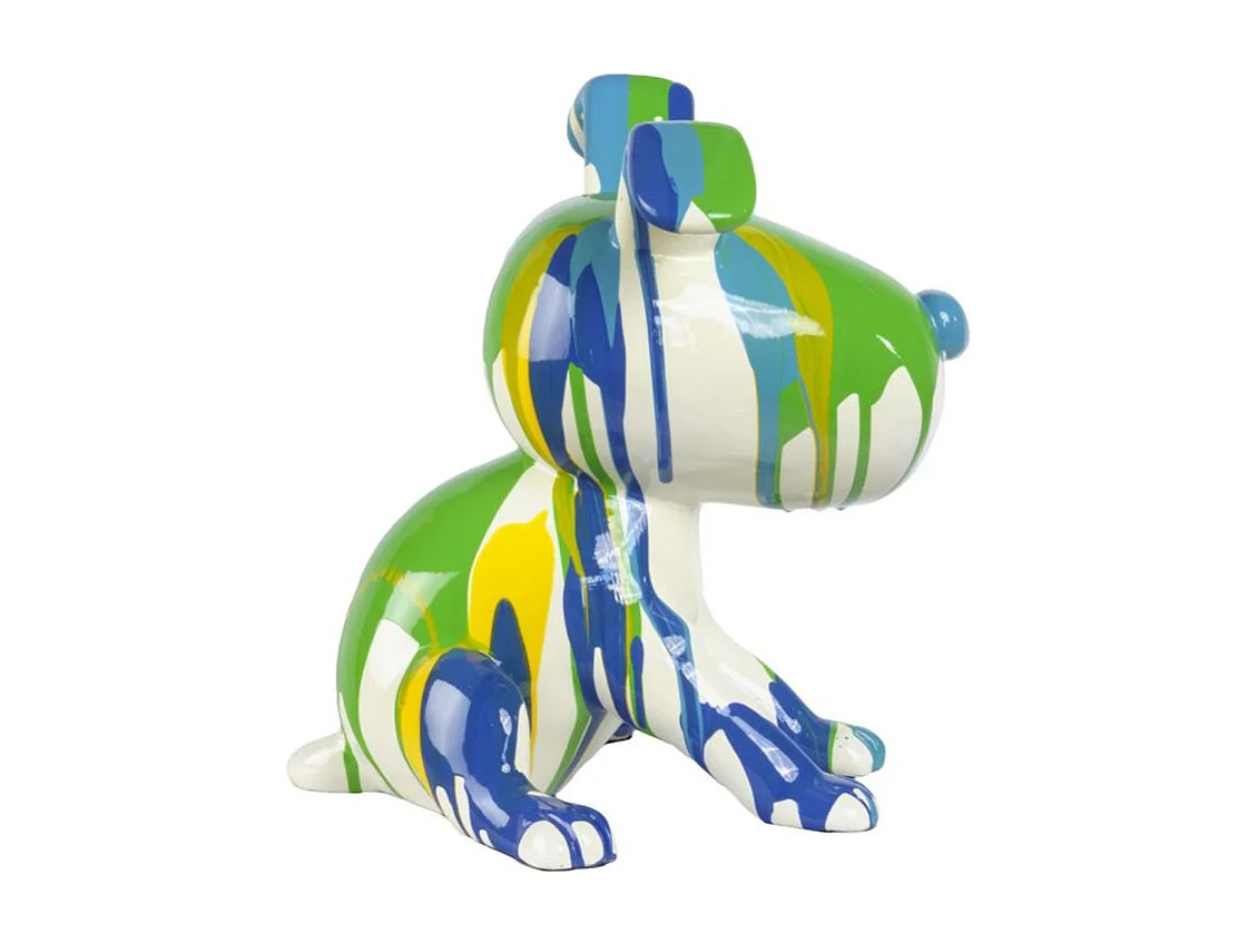 Statue chien assis avec peinture bleu et vert H. 28 cm - SNOOP DRIPS 1