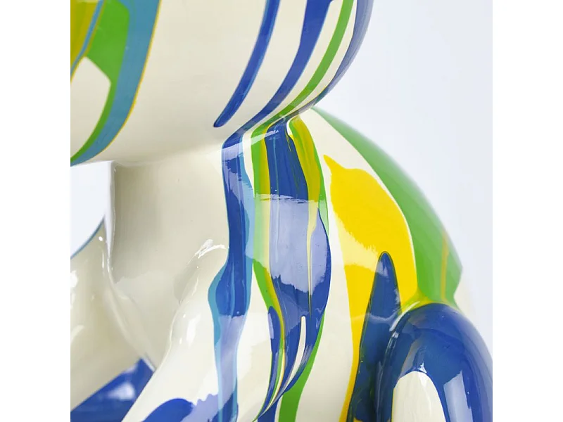 Statue chien assis avec peinture bleu et vert H. 28 cm - SNOOP DRIPS 1