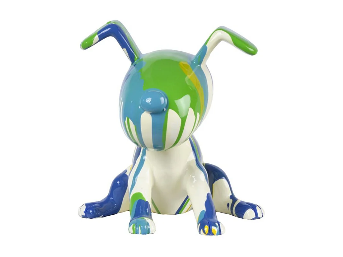 Statue chien assis avec peinture bleu et vert H. 28 cm - SNOOP DRIPS 1