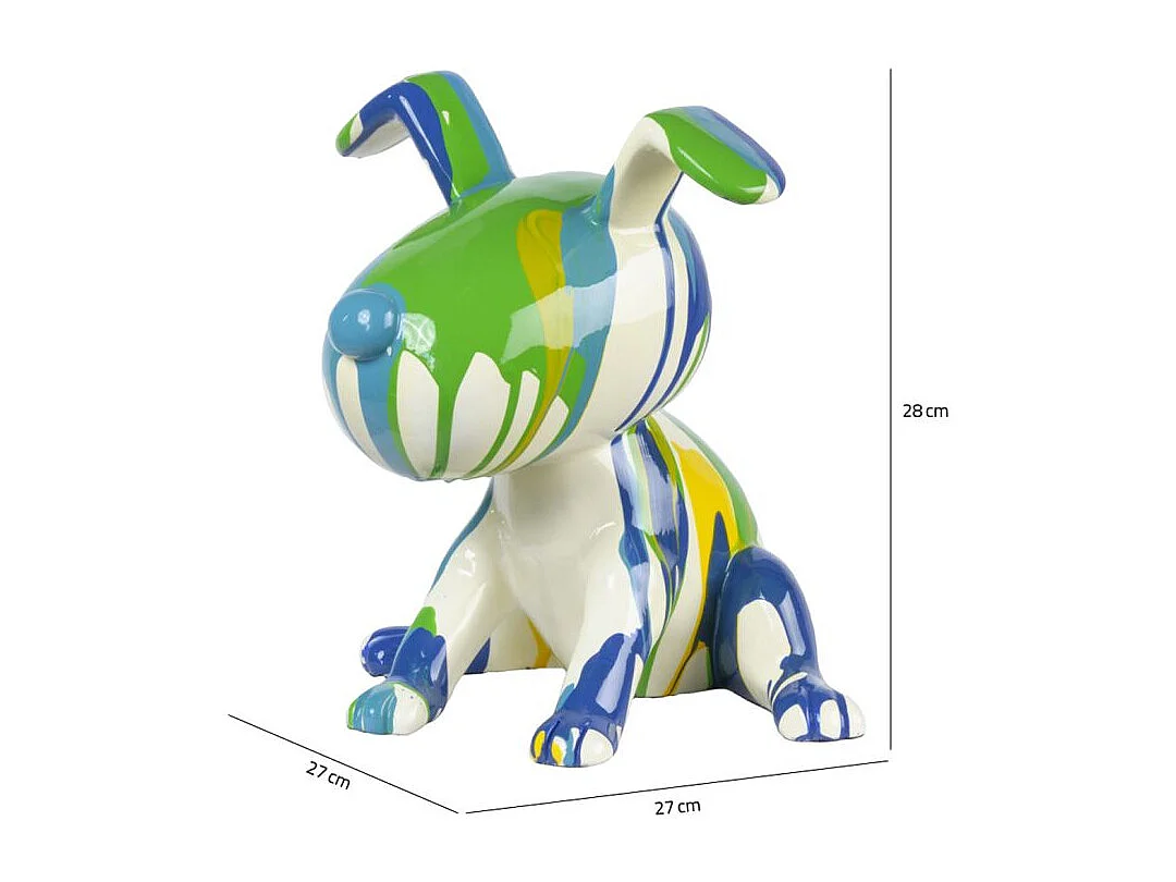 Statue chien assis avec peinture bleu et vert H. 28 cm - SNOOP DRIPS 1