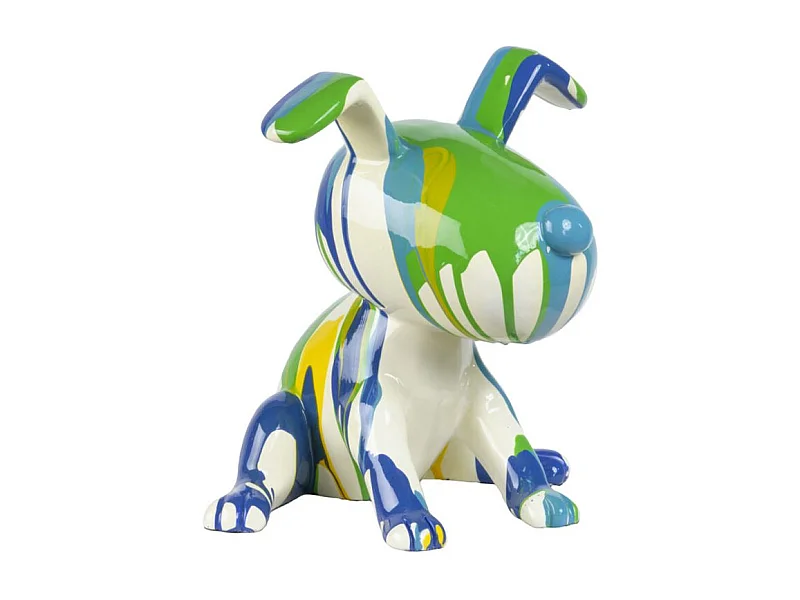 Statue chien assis avec peinture bleu et vert H. 28 cm - SNOOP DRIPS 1