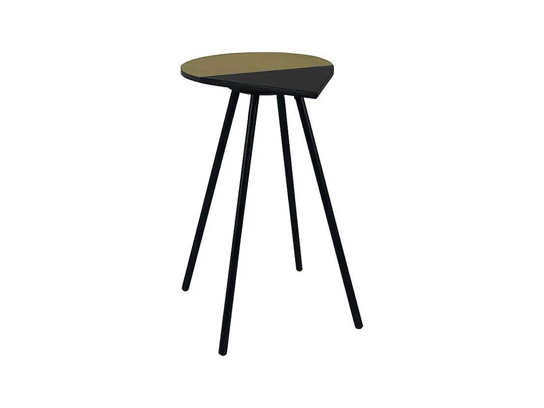 Table d'appoint métal avec plateau goutte dorée et noire - GULL 6303