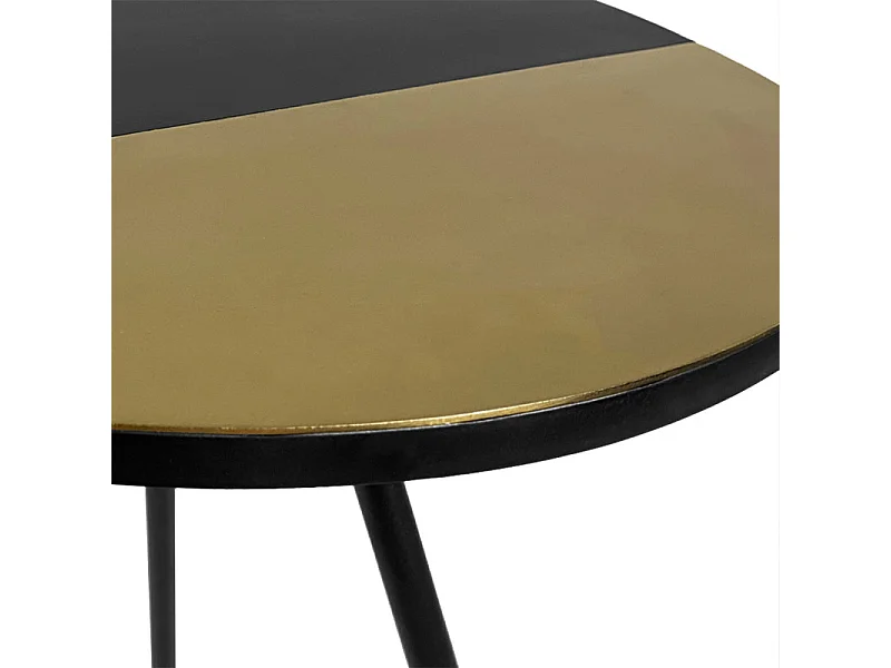 Table d'appoint métal avec plateau goutte dorée et noire - GULL 6303