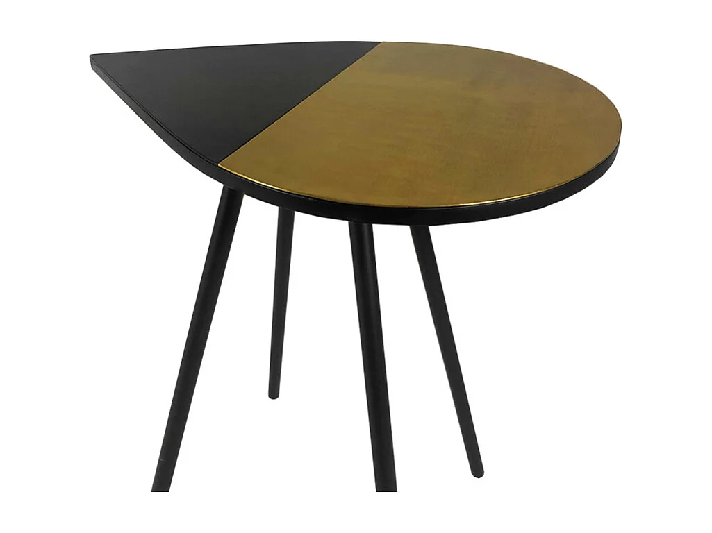 Table d'appoint métal avec plateau goutte dorée et noire - GULL 6303