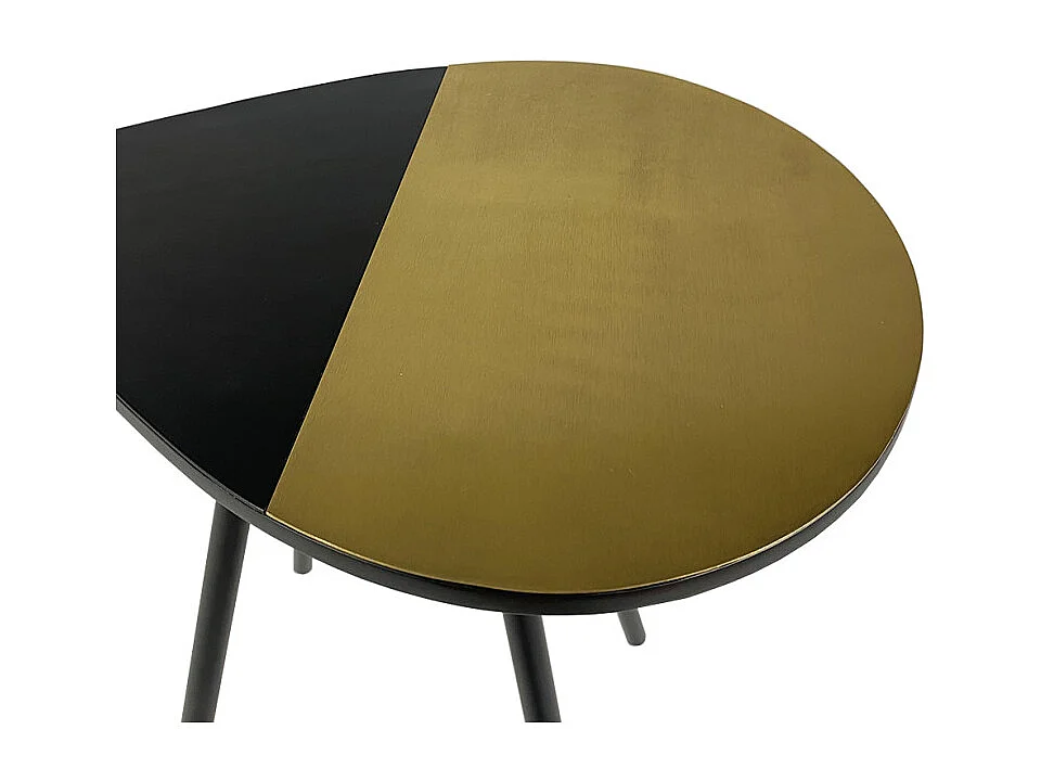 Table d'appoint métal avec plateau goutte dorée et noire - GULL 6303