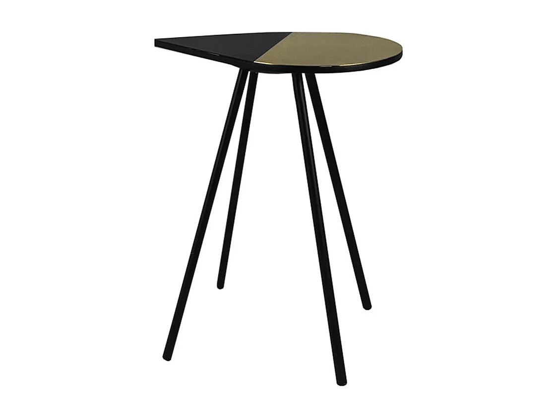Table d'appoint métal avec plateau goutte dorée et noire - GULL 6303