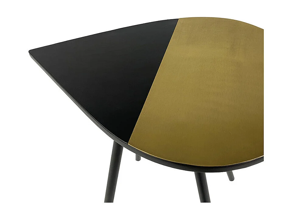 Table d'appoint métal avec plateau goutte dorée et noire - GULL 6303