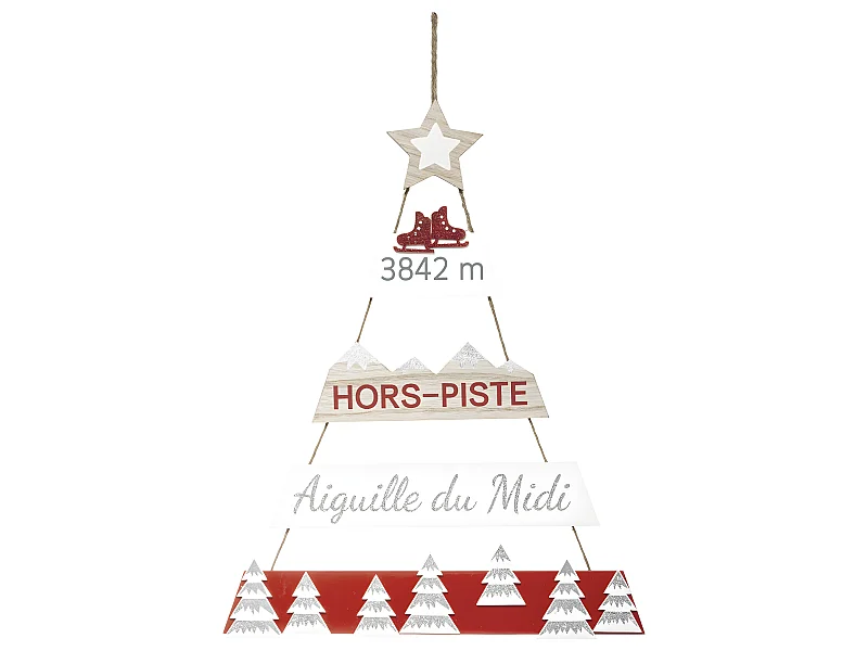Déco de Noël Pancarte Sapin "Hors Piste" en bois H 70 cm