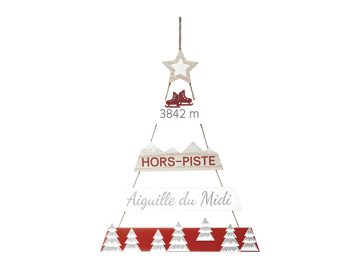 Déco de Noël Pancarte Sapin "Hors Piste" en bois H 70 cm