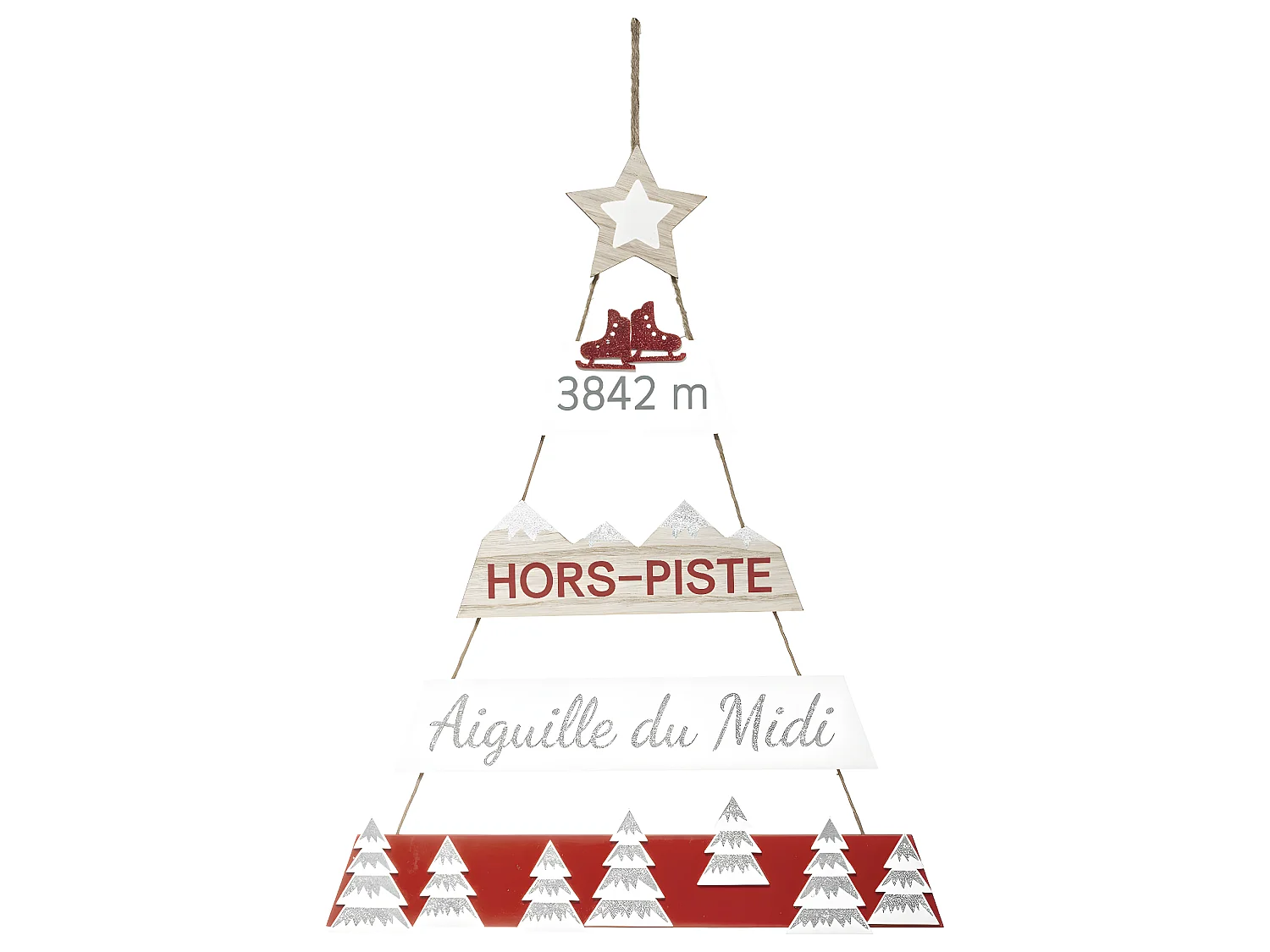 Déco de Noël Pancarte Sapin "Hors Piste" en bois H 70 cm