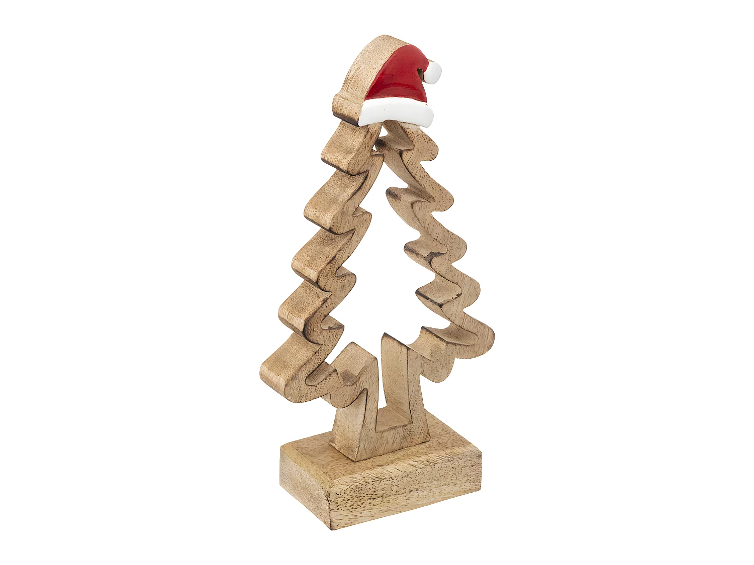 Sapin en bois avec bonnet Père Noël  H 21 cm
