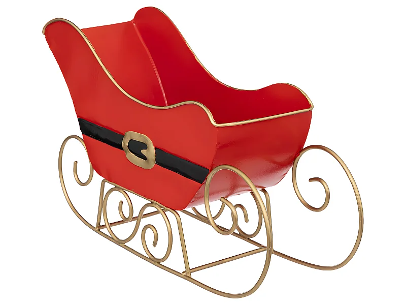 Traineau du Père Noël en métal rouge et doré L 25 cm