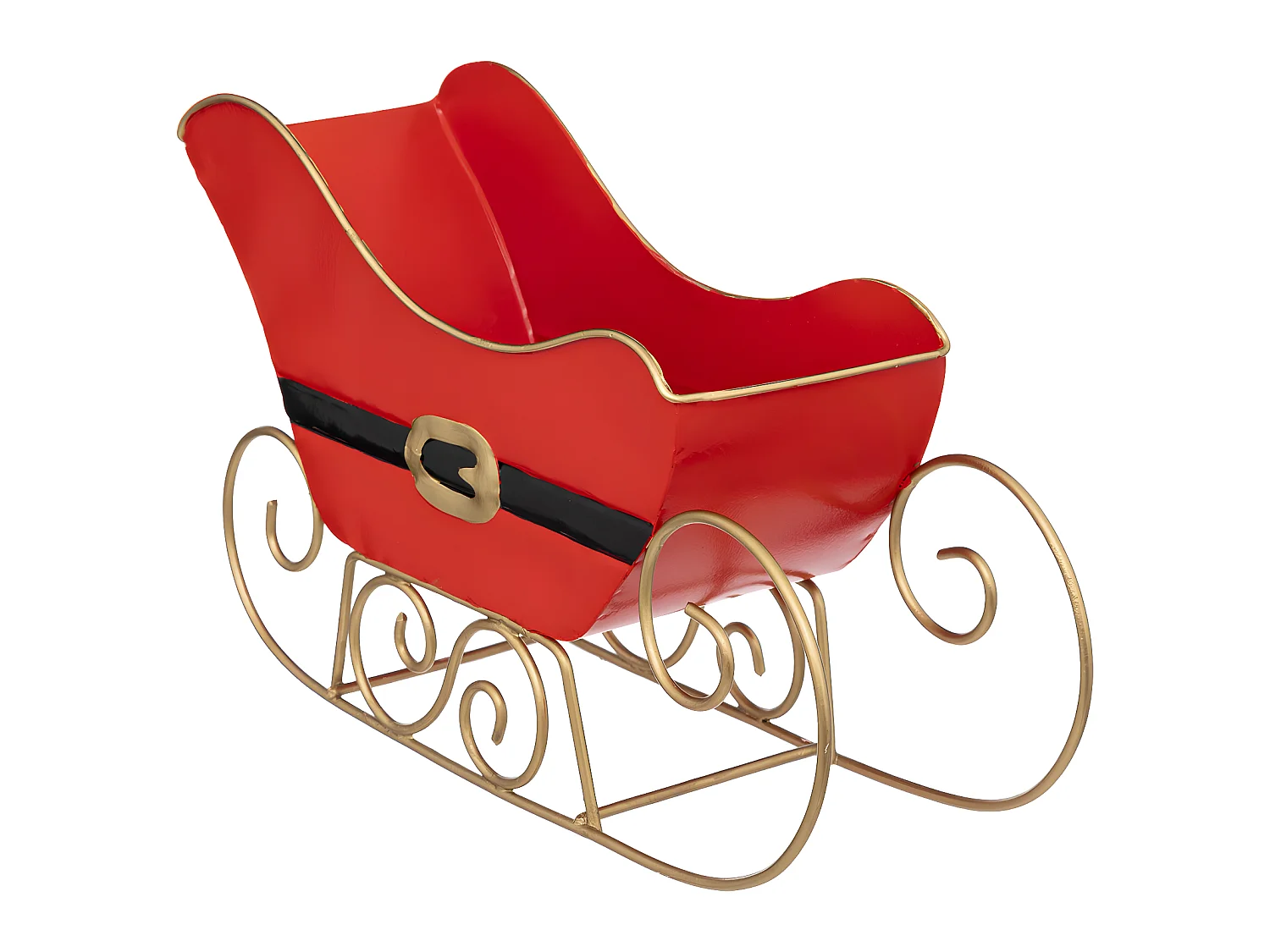 Traineau du Père Noël en métal rouge et doré L 25 cm
