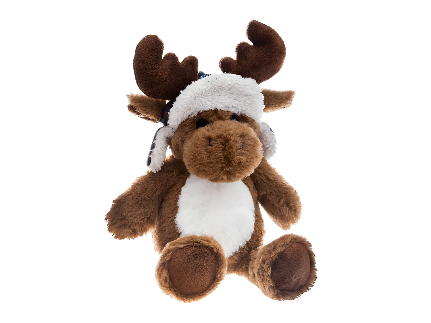 Déco de Noël Peluche décorative Peluche Elan Brun avec Chapka H 25 cm