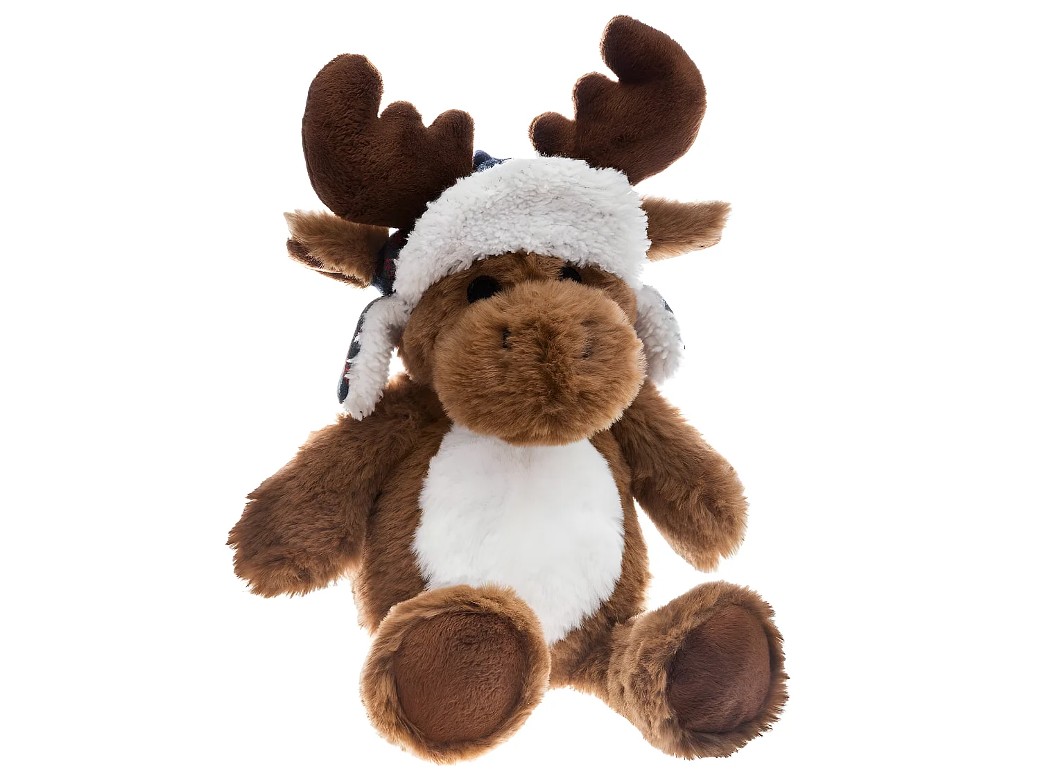 Déco de Noël Peluche décorative Peluche Elan Brun avec Chapka H 25 cm