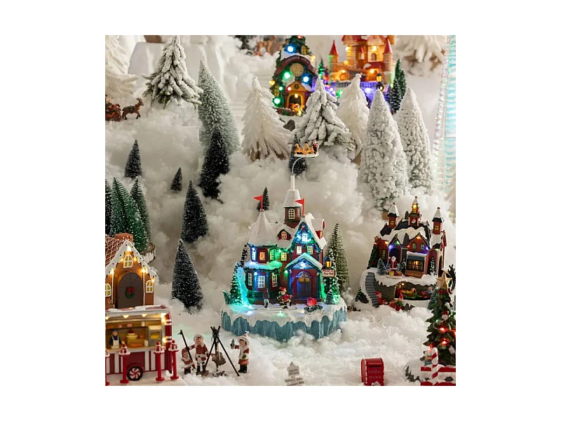 Village de Noël lumineux, animé et musical La Maison du Père Noël