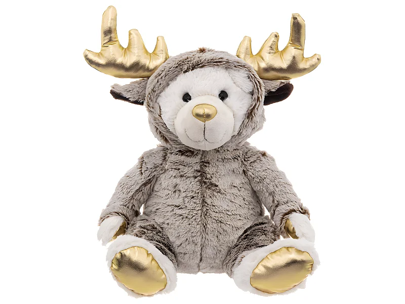Déco de Noël Peluche Ours en combinaison de Renne H 37 cm