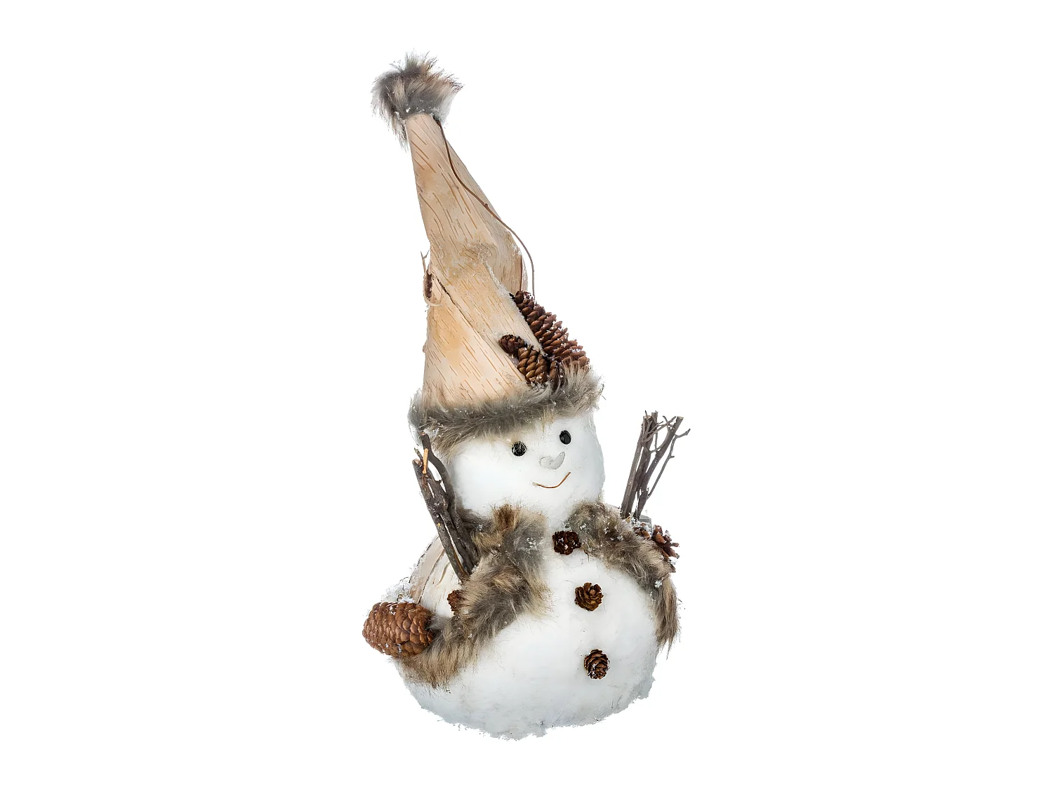 Déco de Noël Bonhomme de neige en Habit nature bois et écorces