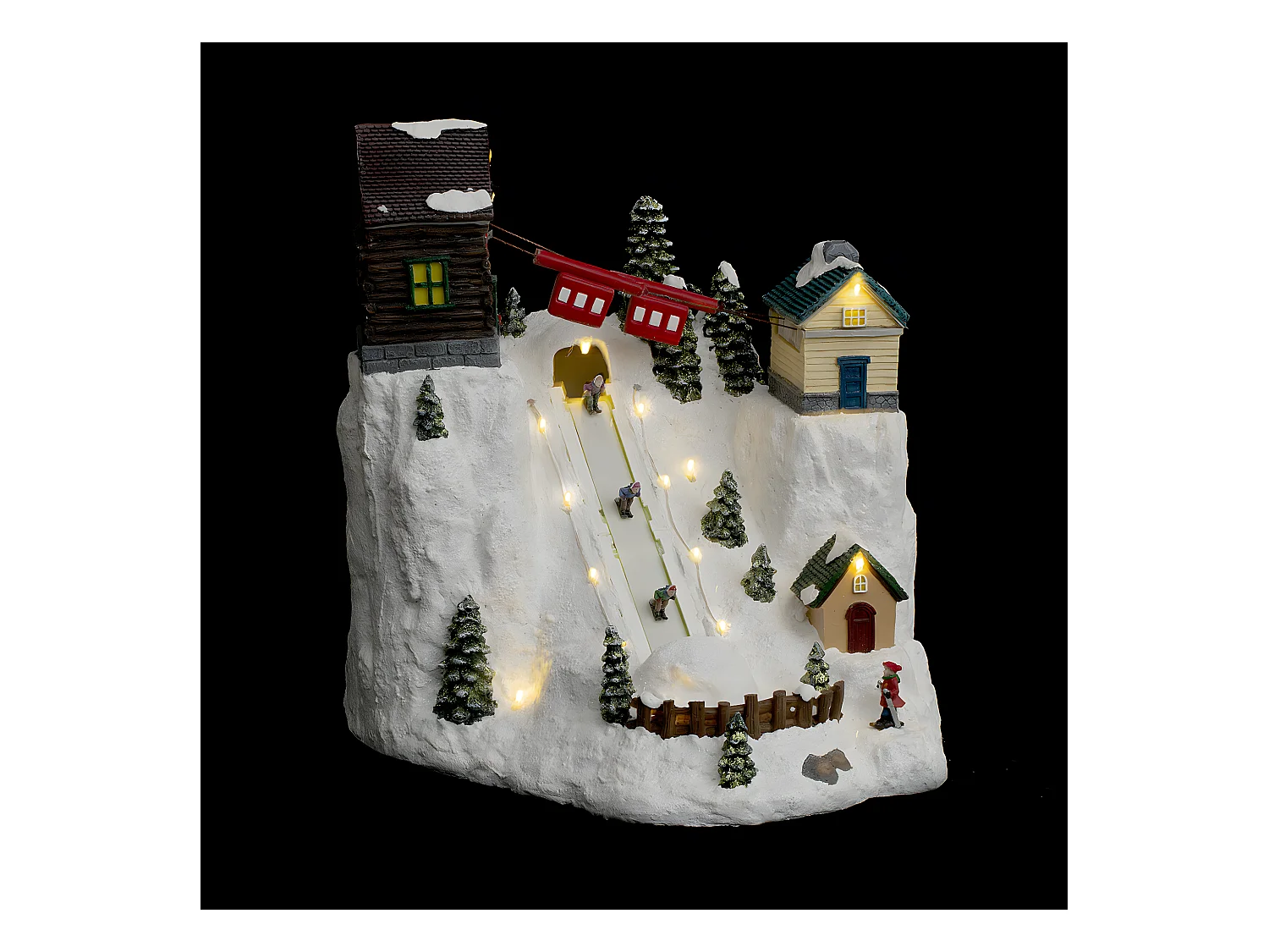 Village de Noël lumineux, animé et musical Piste de Ski et Téléphérique