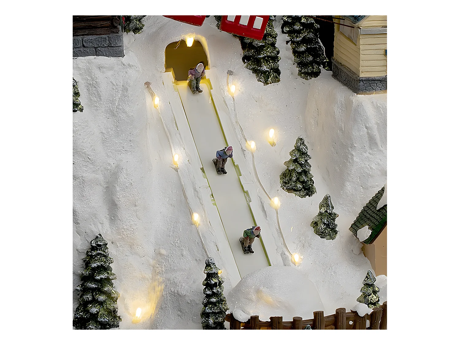 Village de Noël lumineux, animé et musical Piste de Ski et Téléphérique