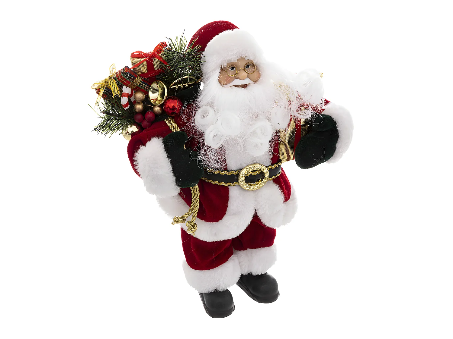 Père Noël traditionnel en velours rouge et fourrure blanche H 30 cm