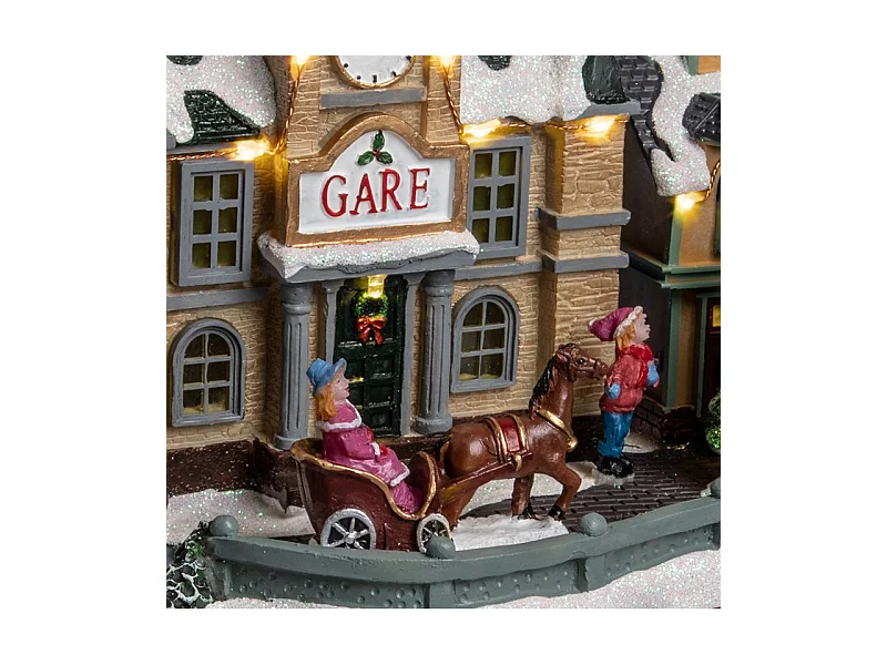 Village de Noël lumineux, animé et musical  La gare et son train