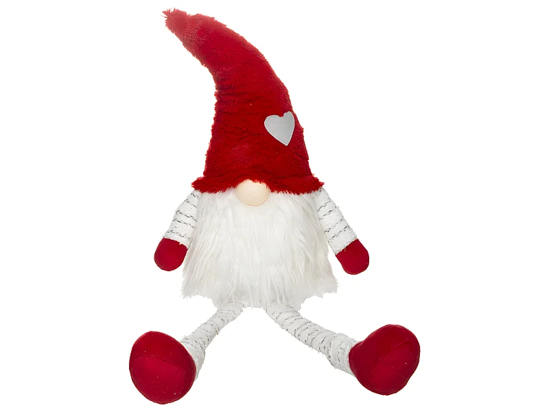Père Noël Scandinave assis rouge et blanc H 64 cm