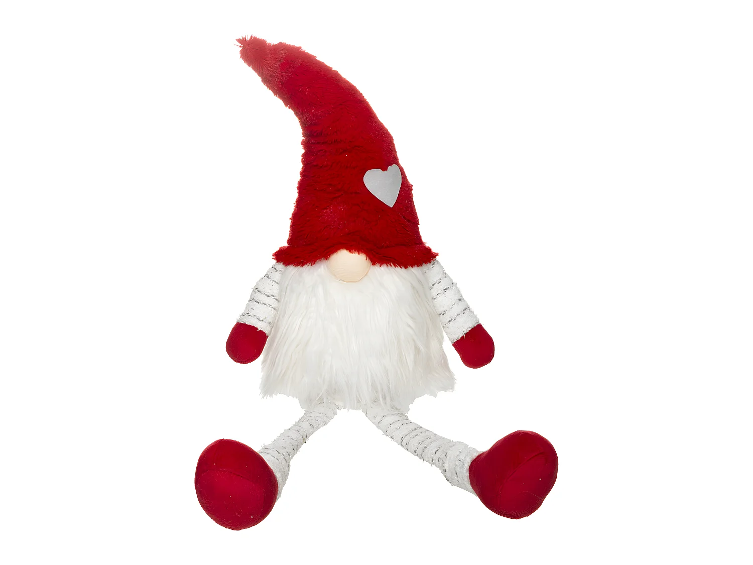 Père Noël Scandinave assis rouge et blanc H 64 cm