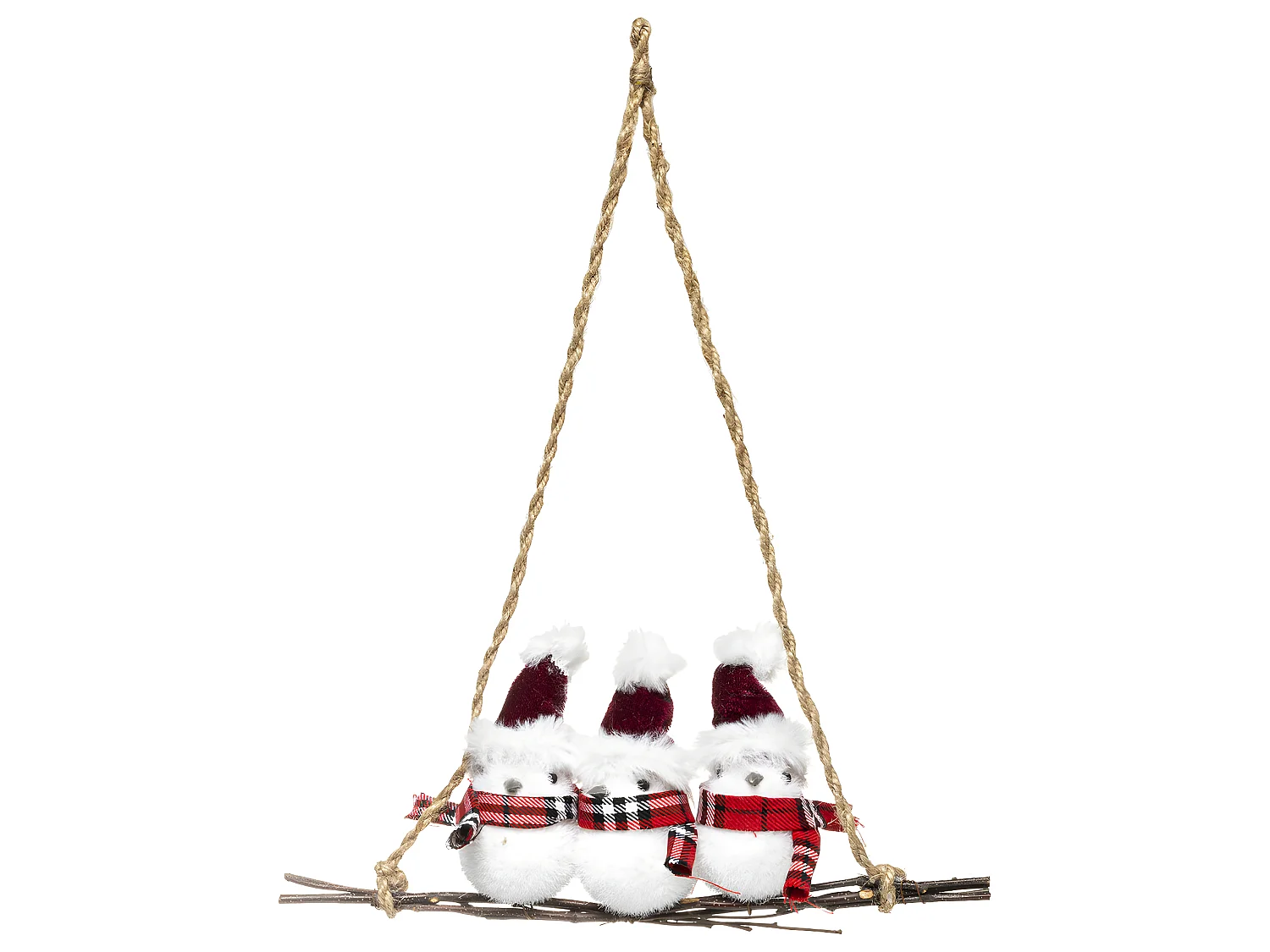 Suspension de Noël 3 Bonhommes de neige sur branche