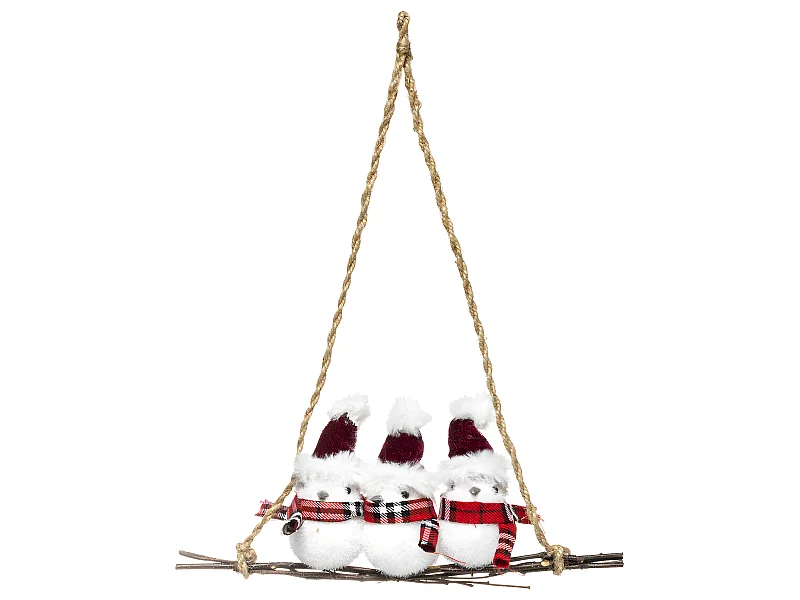 Suspension de Noël 3 Bonhommes de neige sur branche