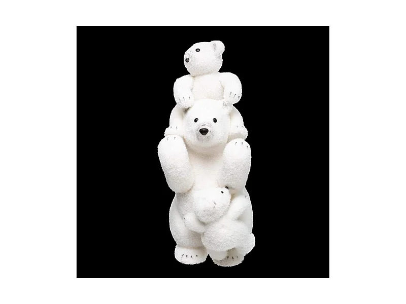 Déco de Noël  Ours et Oursons blanc floqué