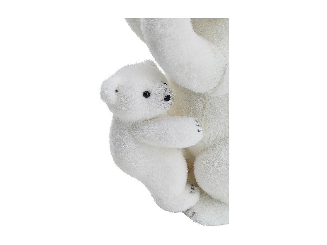 Déco de Noël  Ours et Oursons blanc floqué