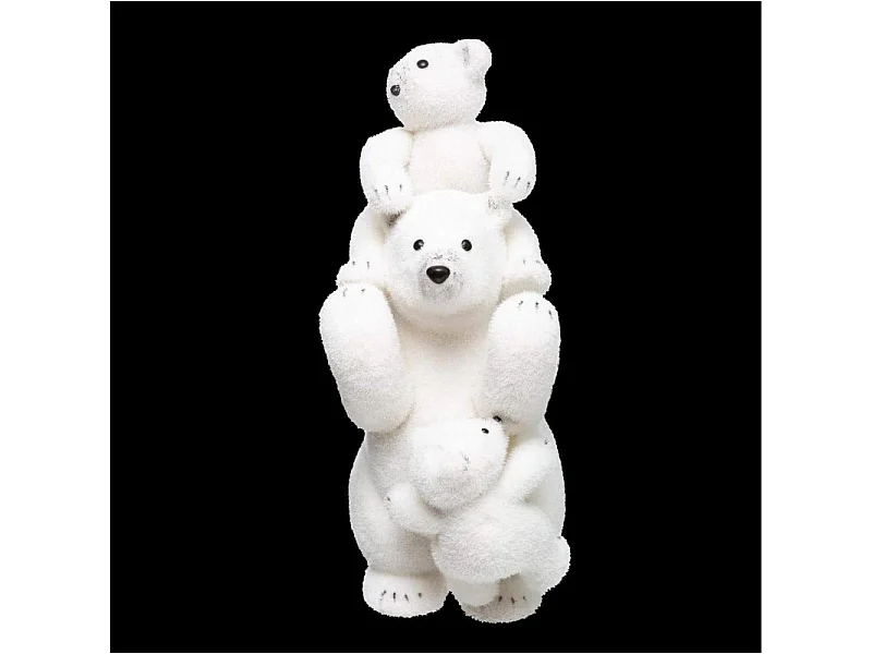 Déco de Noël  Ours et Oursons blanc floqué