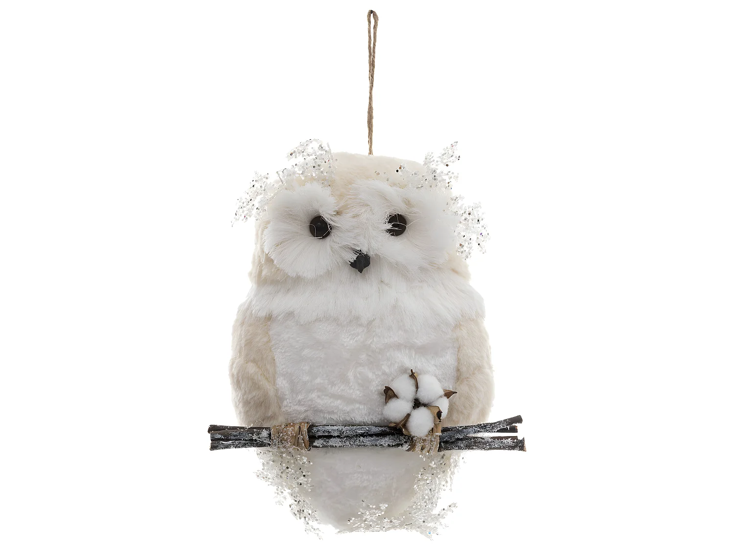 Suspension de Noël Hibou sur branche H 50 cm