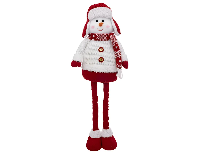 Déco de Noël Bonhomme de neige télescopique en habit rouge et blanc H maxi 78 cm