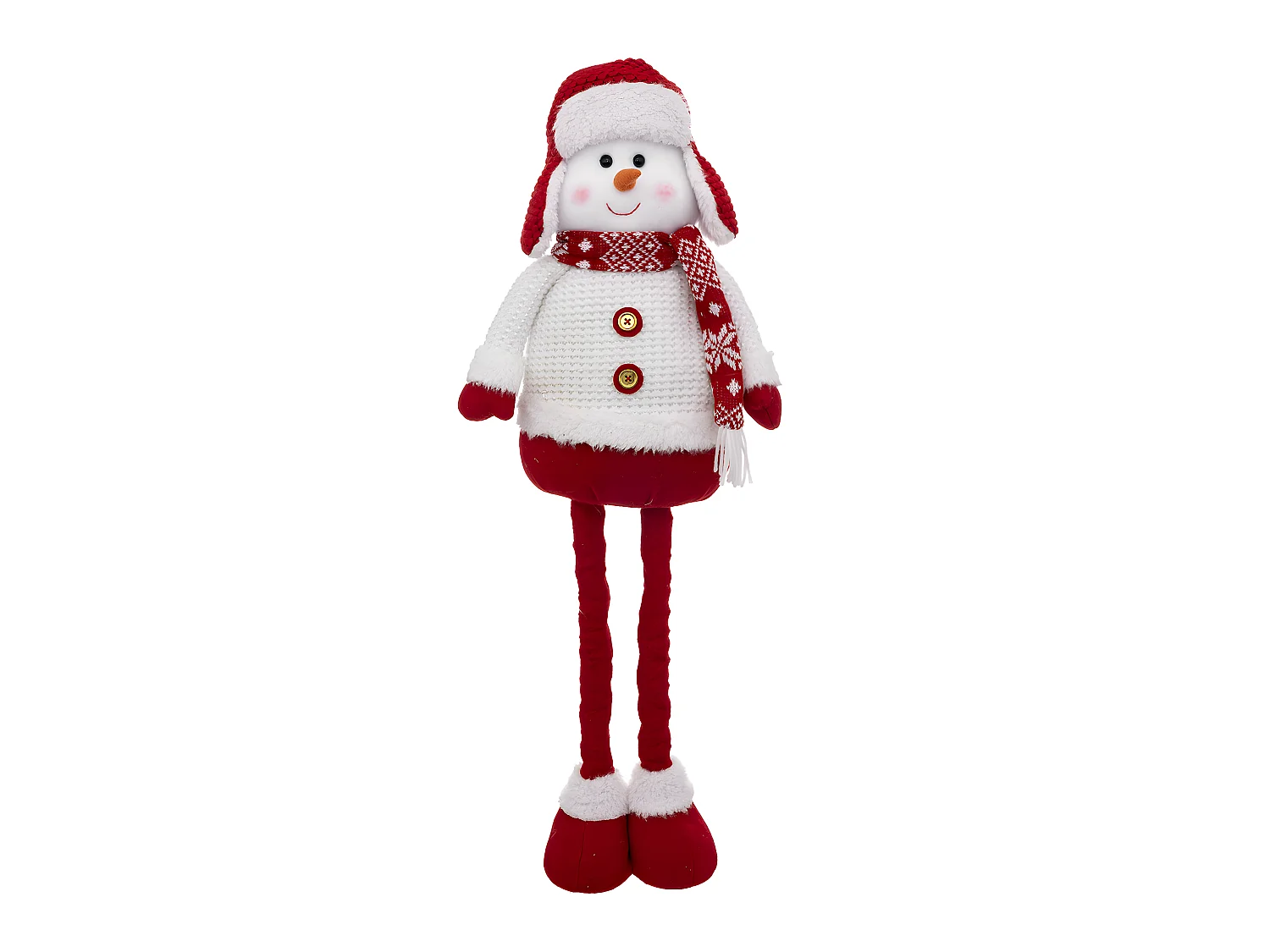Déco de Noël Bonhomme de neige télescopique en habit rouge et blanc H maxi 78 cm