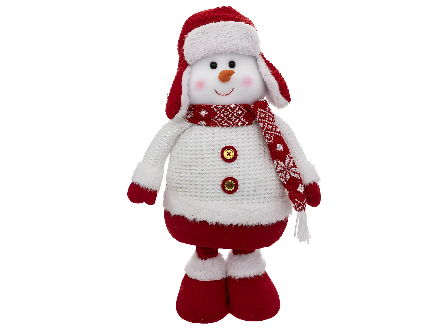 Déco de Noël Bonhomme de neige télescopique en habit rouge et blanc H maxi 78 cm