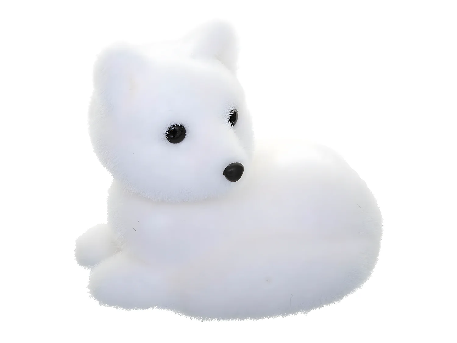 Déco de Noël  Renard couché blanc floqué