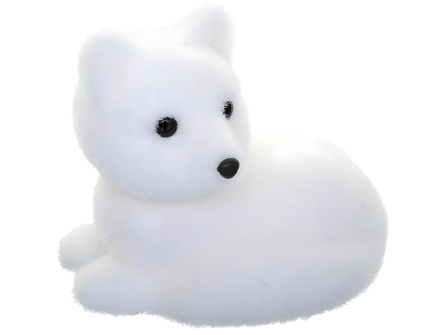 Déco de Noël  Renard couché blanc floqué