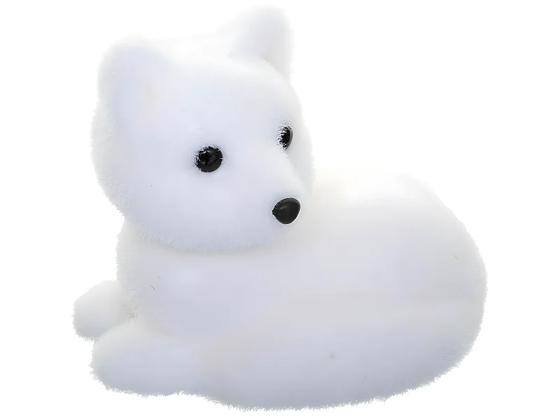Déco de Noël  Renard couché blanc floqué