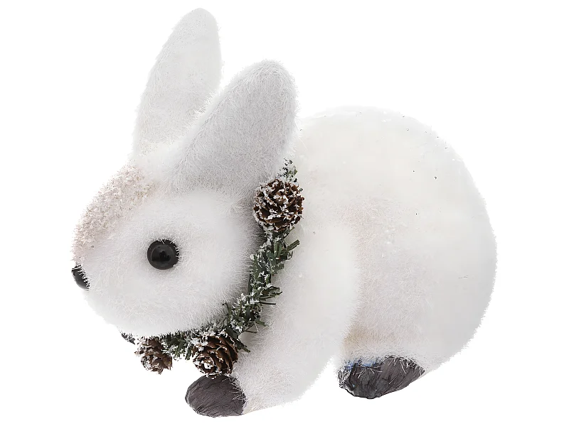 Déco de Noël Lapin avec couronne décorée 14 x 16.8 cm