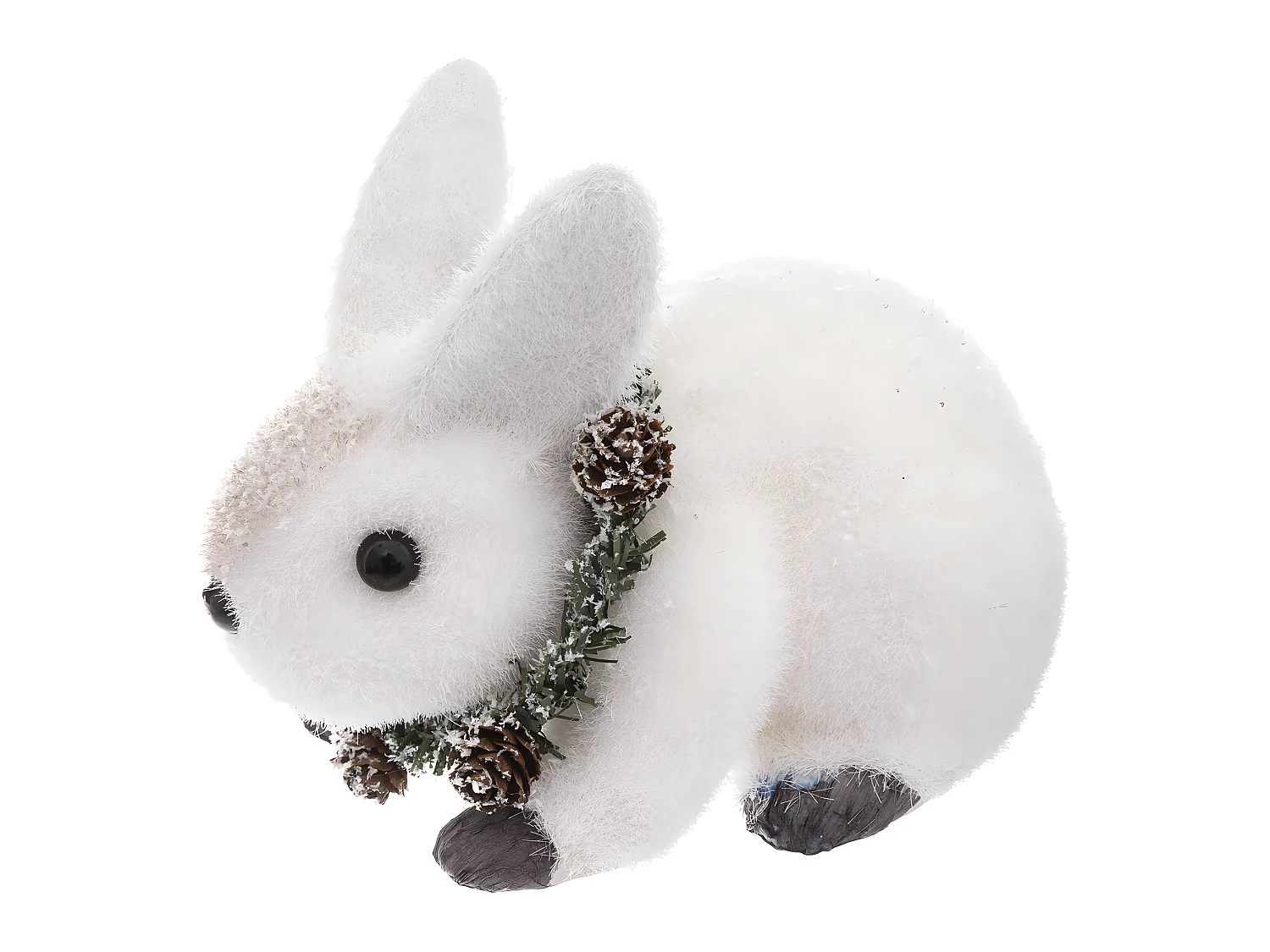 Déco de Noël Lapin avec couronne décorée 14 x 16.8 cm