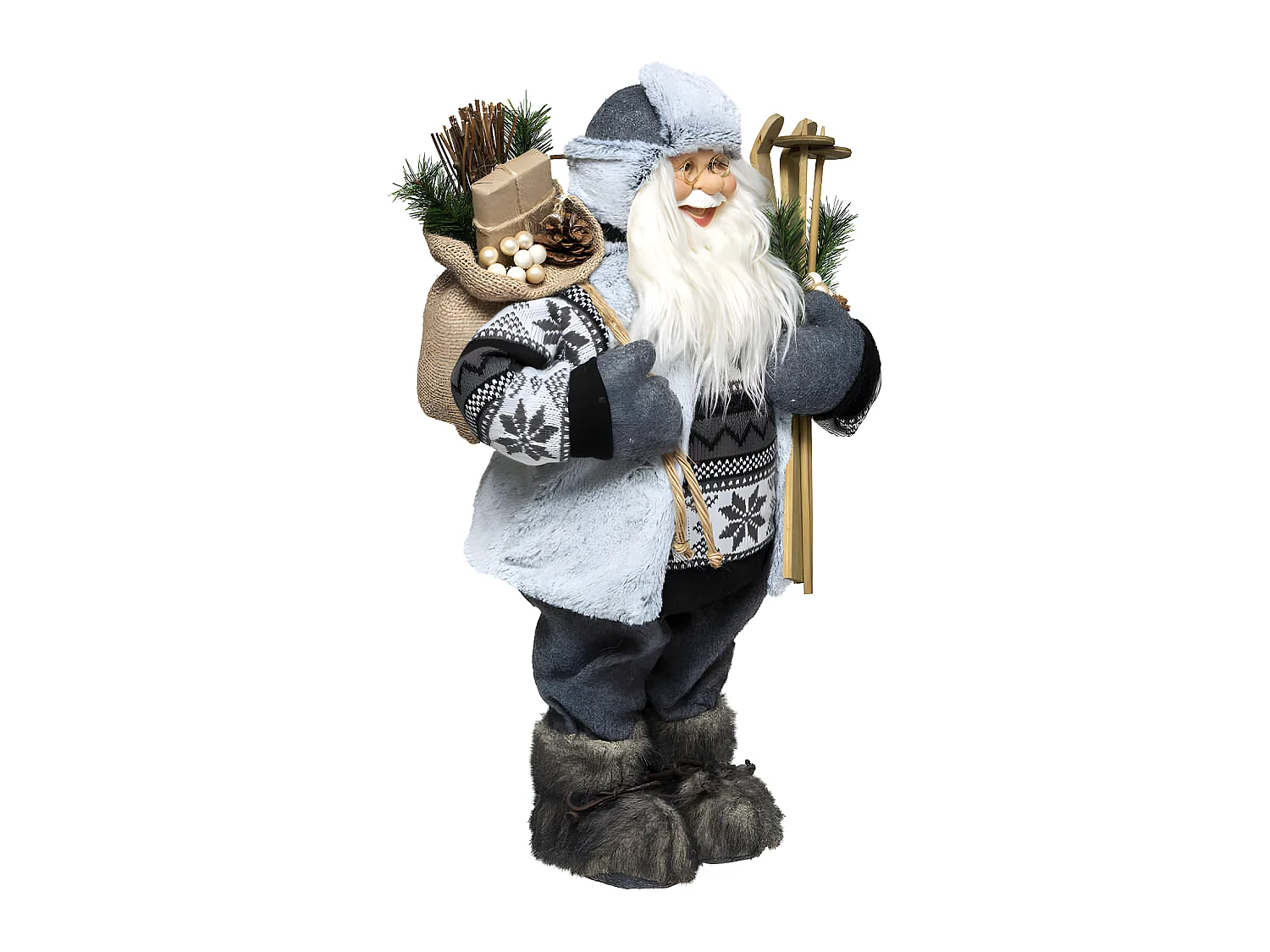 Père Noël traditionnel Skieur H 45 cm