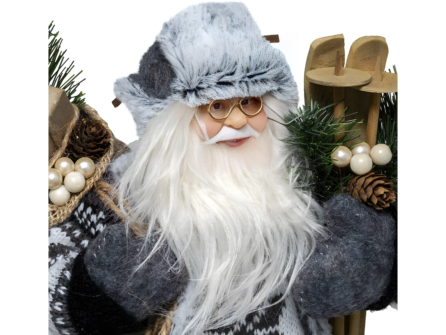 Père Noël traditionnel Skieur H 45 cm