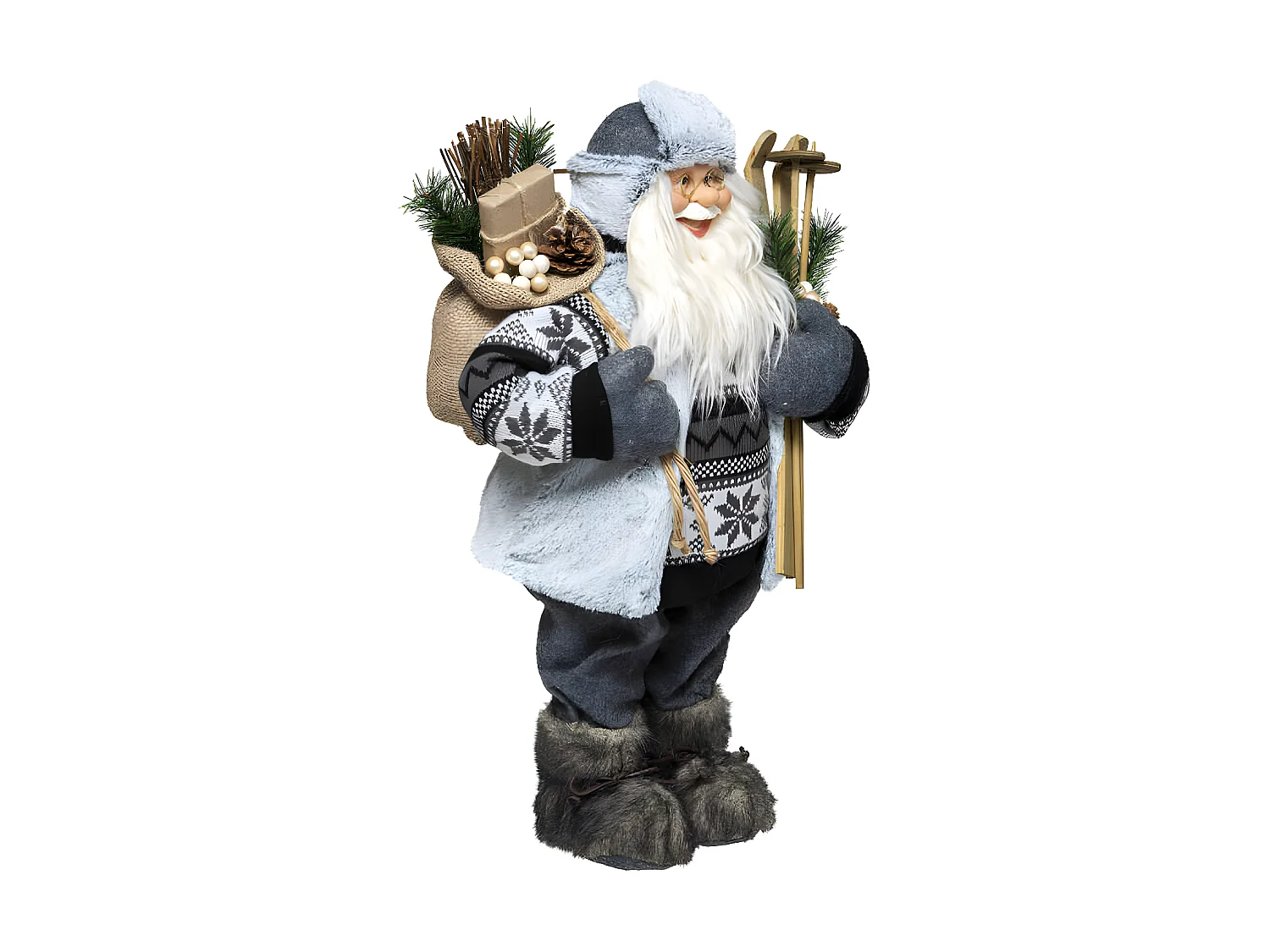 Père Noël traditionnel Skieur H 30 cm